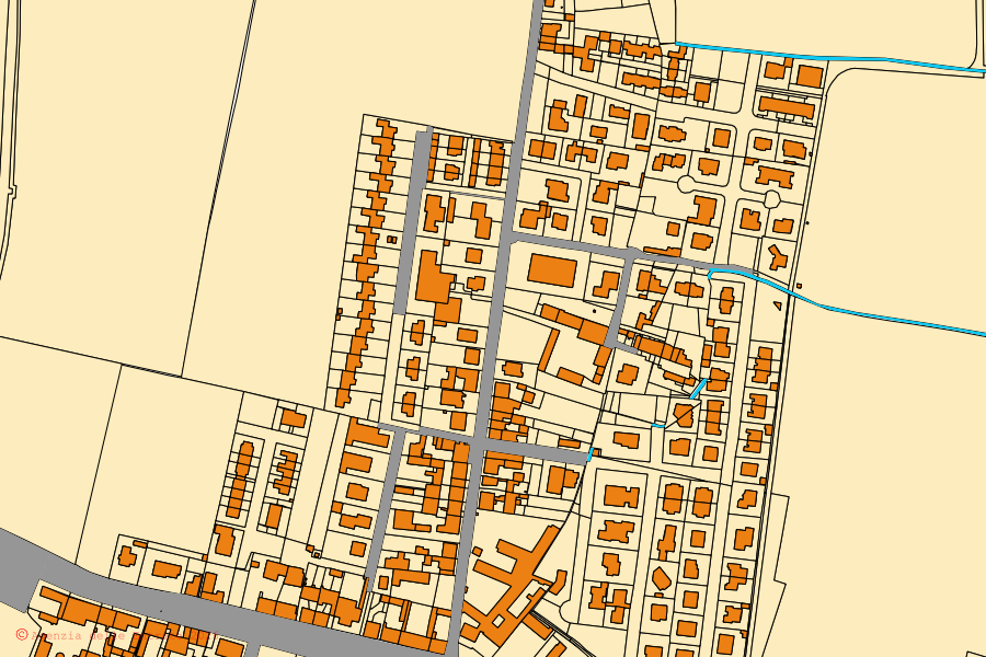 Mappa catastale del centro di Stagno Lombardo: particelle e fabbricati, cartografia Agenzia delle Entrate