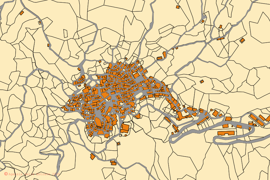 Mappa catastale del centro di Staiti: particelle e fabbricati, cartografia Agenzia delle Entrate