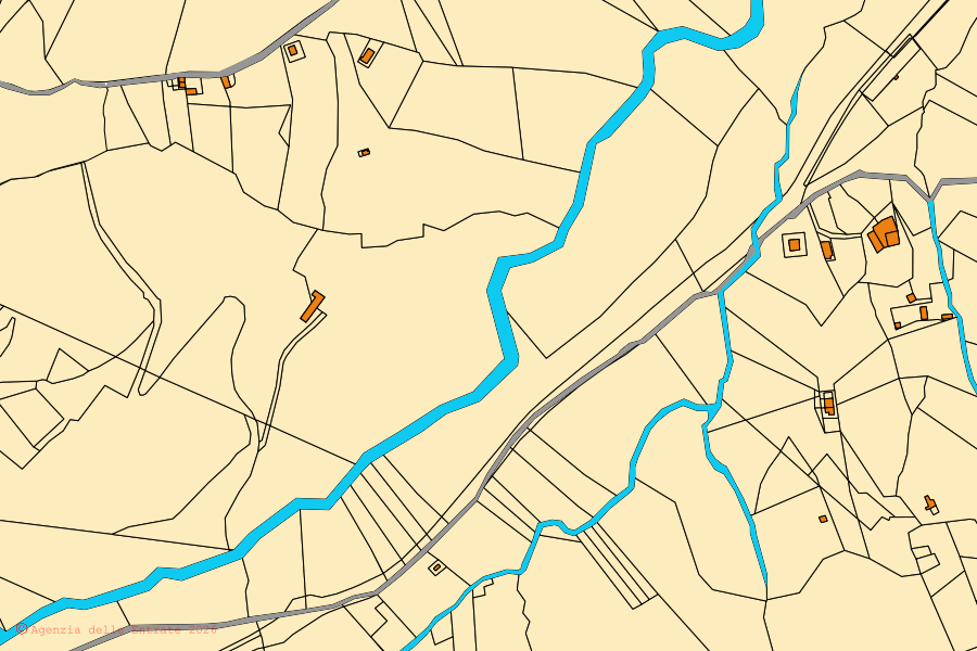 Mappa catastale del centro di Stella Cilento: particelle e fabbricati, cartografia Agenzia delle Entrate