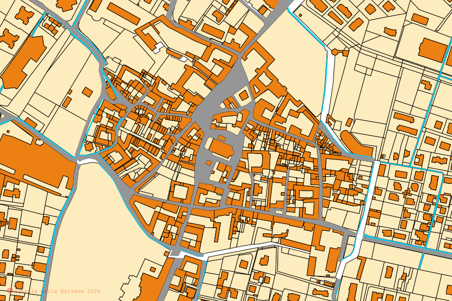 Mappa catastale del centro di Stezzano: particelle e fabbricati, cartografia Agenzia delle Entrate