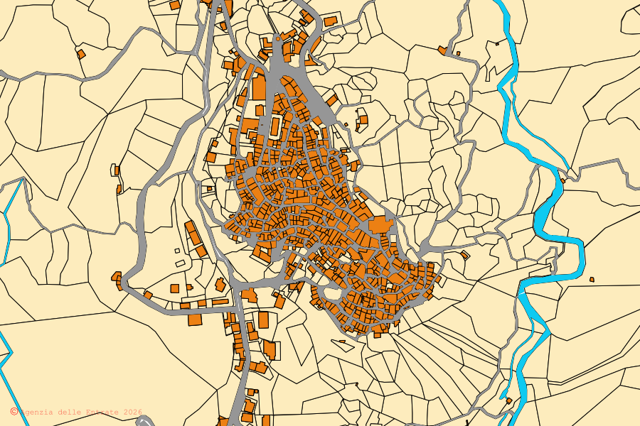 Mappa catastale del centro di Stignano: particelle e fabbricati, cartografia Agenzia delle Entrate