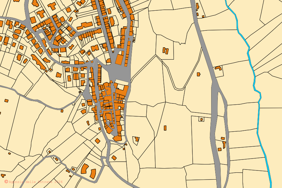 Mappa catastale del centro di Stimigliano: particelle e fabbricati, cartografia Agenzia delle Entrate