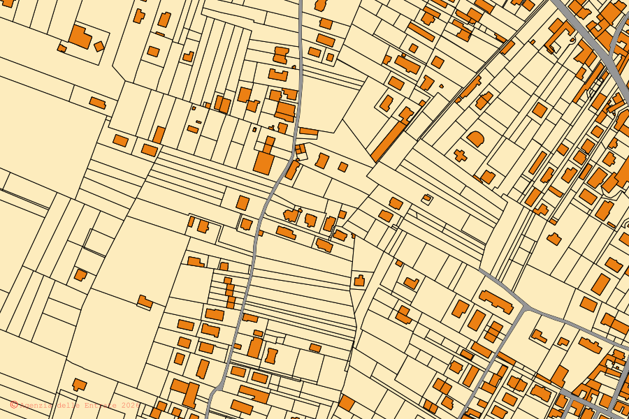 Mappa catastale del centro di Striano: particelle e fabbricati, cartografia Agenzia delle Entrate