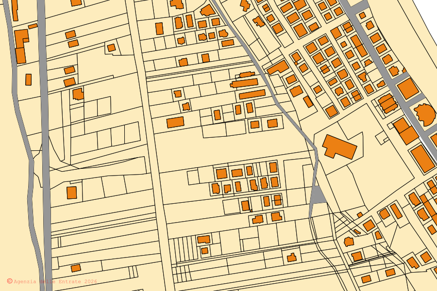 Mappa catastale del centro di Strongoli: particelle e fabbricati, cartografia Agenzia delle Entrate