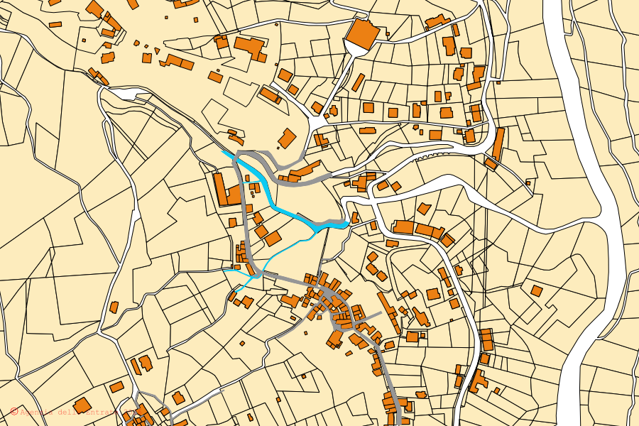 Mappa catastale del centro di Strozza: particelle e fabbricati, cartografia Agenzia delle Entrate