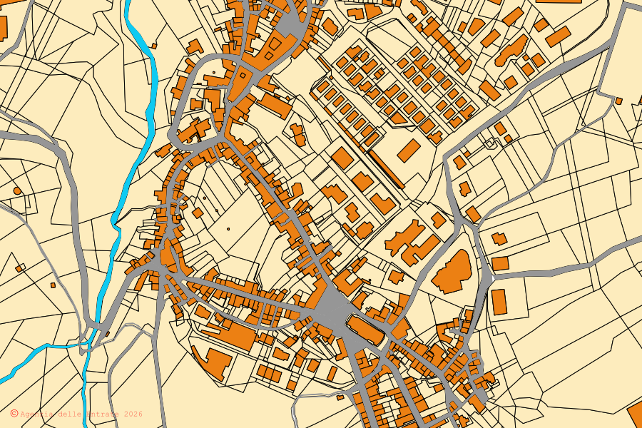 Mappa catastale del centro di Sturno: particelle e fabbricati, cartografia Agenzia delle Entrate