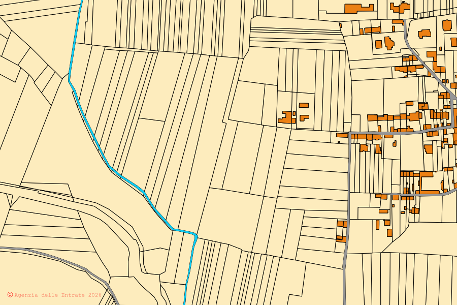 Mappa catastale del centro di Suardi: particelle e fabbricati, cartografia Agenzia delle Entrate
