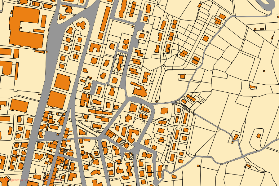 Mappa catastale del centro di Subbiano: particelle e fabbricati, cartografia Agenzia delle Entrate