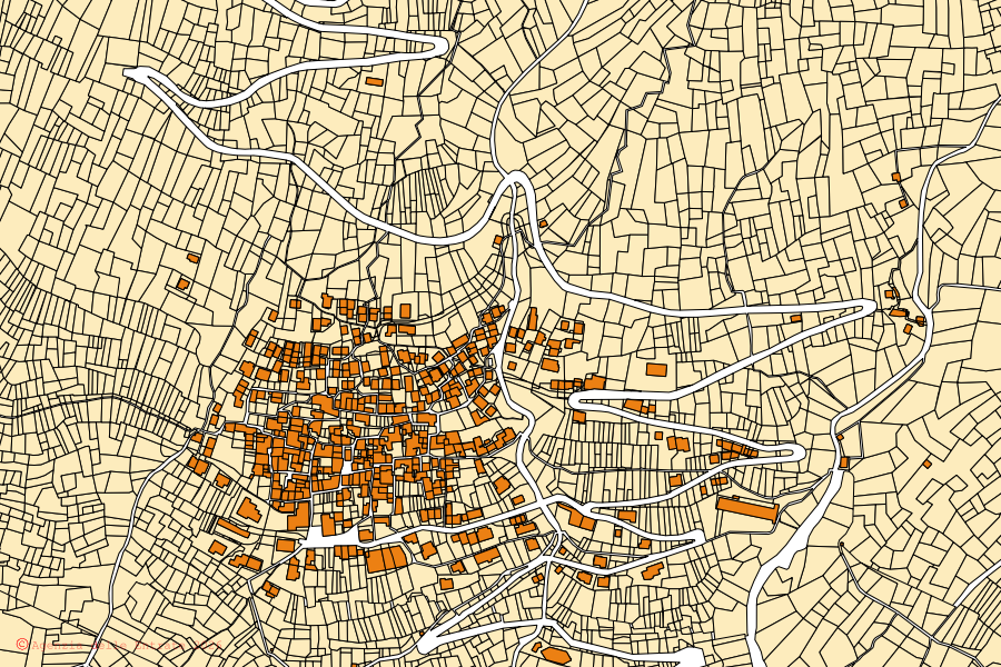 Mappa catastale del centro di Sueglio: particelle e fabbricati, cartografia Agenzia delle Entrate