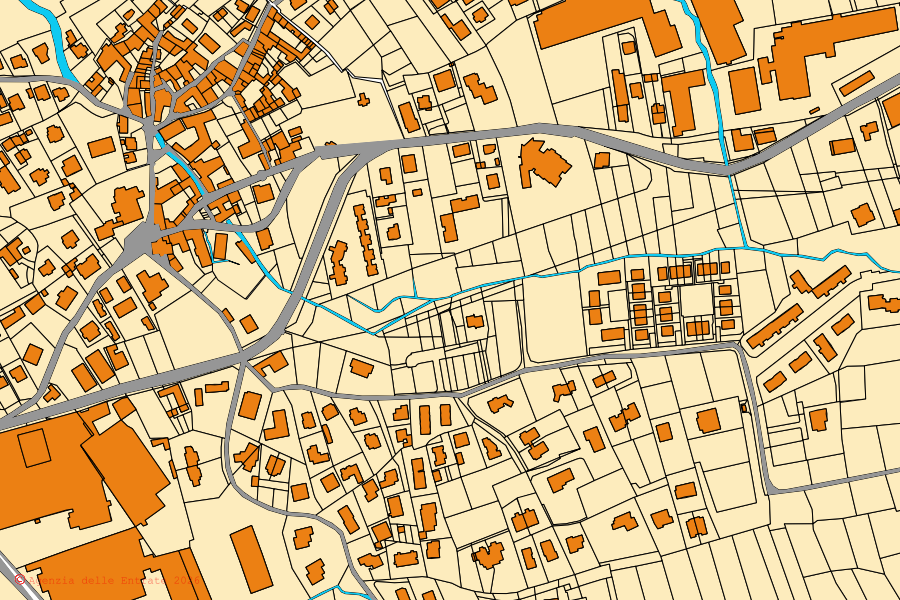 Mappa catastale del centro di Suello: particelle e fabbricati, cartografia Agenzia delle Entrate