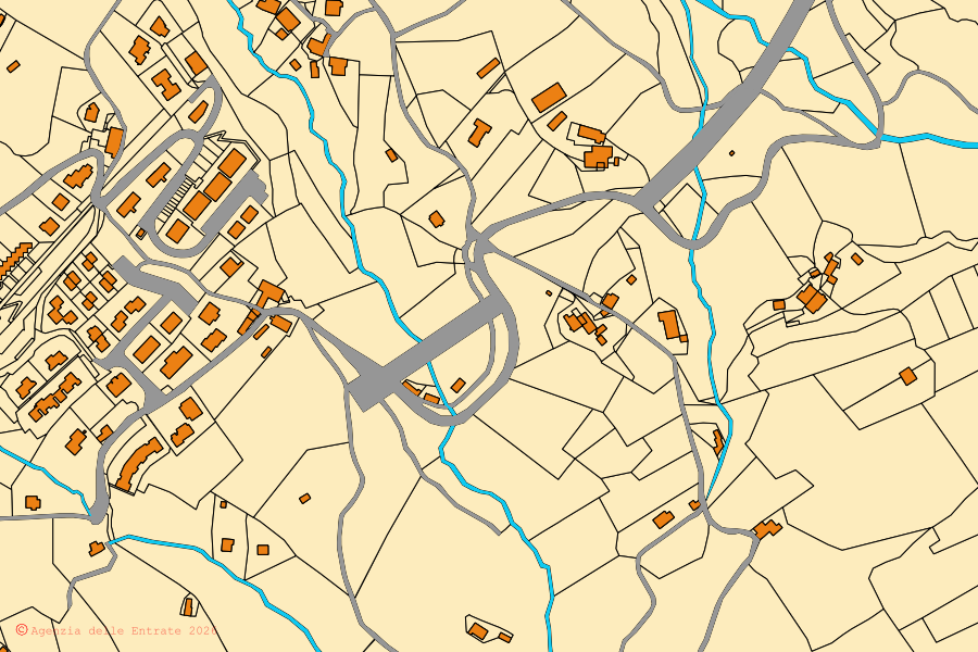 Mappa catastale del centro di Sulzano: particelle e fabbricati, cartografia Agenzia delle Entrate