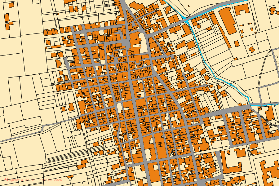 Mappa catastale del centro di Supersano: particelle e fabbricati, cartografia Agenzia delle Entrate