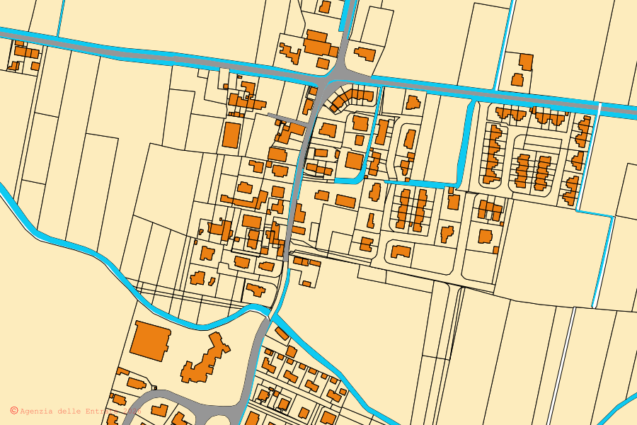 Mappa catastale del centro di Sustinente: particelle e fabbricati, cartografia Agenzia delle Entrate