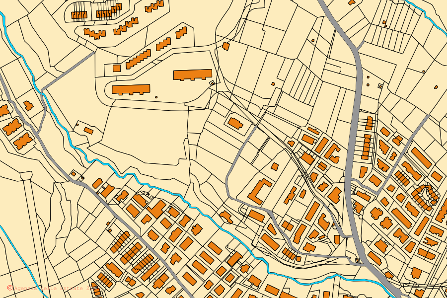 Mappa catastale del centro di Sutri: particelle e fabbricati, cartografia Agenzia delle Entrate