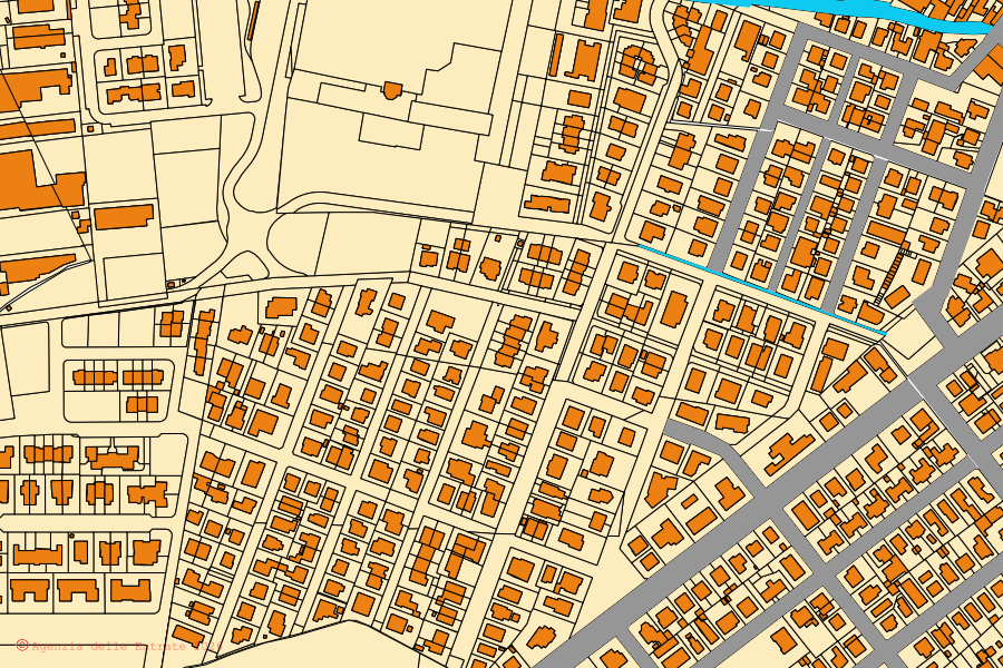 Mappa catastale del centro di Suzzara: particelle e fabbricati, cartografia Agenzia delle Entrate