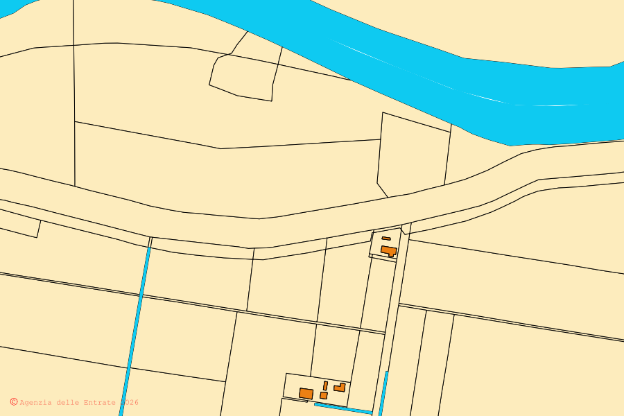 Mappa catastale del centro di Taglio di Po: particelle e fabbricati, cartografia Agenzia delle Entrate