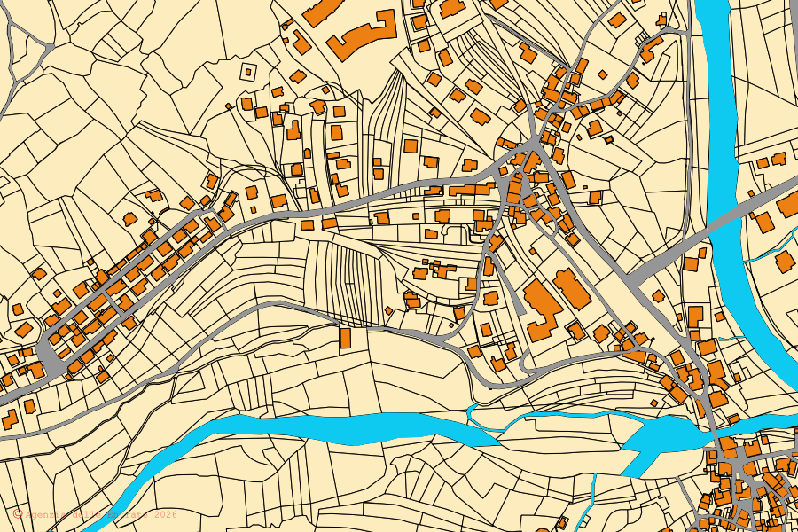 Mappa catastale del centro di Taibon Agordino: particelle e fabbricati, cartografia Agenzia delle Entrate