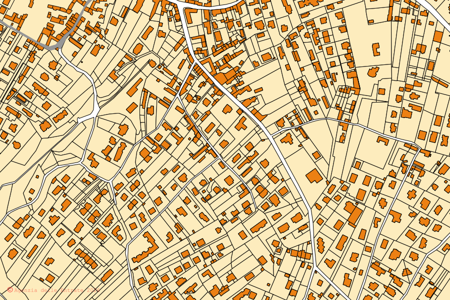 Mappa catastale del centro di Taino: particelle e fabbricati, cartografia Agenzia delle Entrate