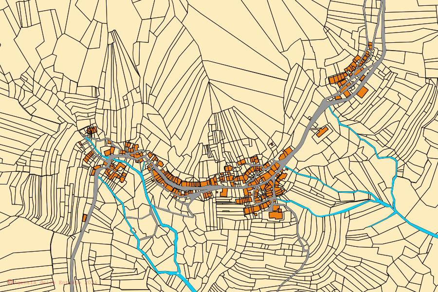 Mappa catastale del centro di Taipana: particelle e fabbricati, cartografia Agenzia delle Entrate