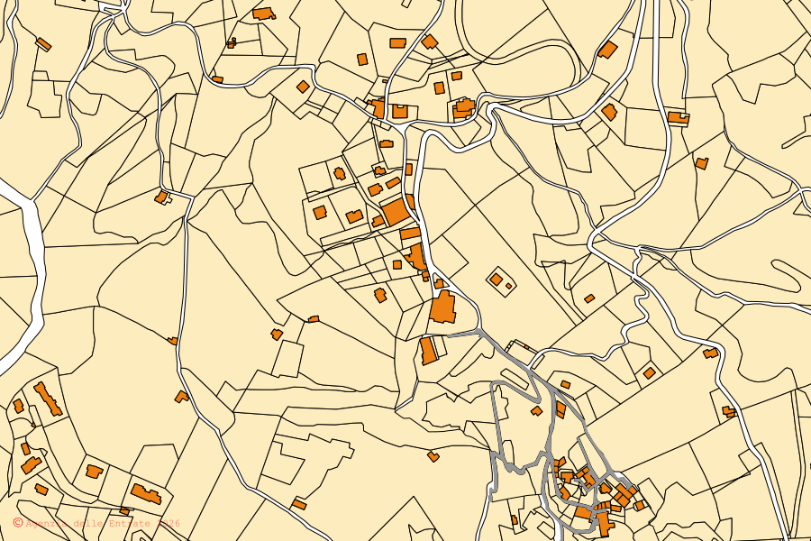 Mappa catastale del centro di Taleggio: particelle e fabbricati, cartografia Agenzia delle Entrate