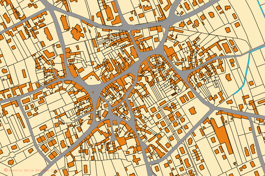 Mappa catastale del centro di Talmassons: particelle e fabbricati, cartografia Agenzia delle Entrate