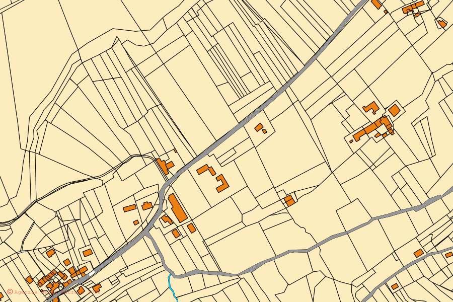 Mappa catastale del centro di Tarzo: particelle e fabbricati, cartografia Agenzia delle Entrate