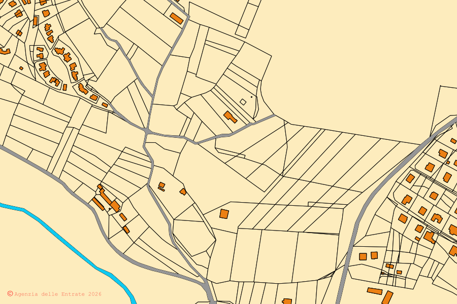 Mappa catastale del centro di Tassarolo: particelle e fabbricati, cartografia Agenzia delle Entrate