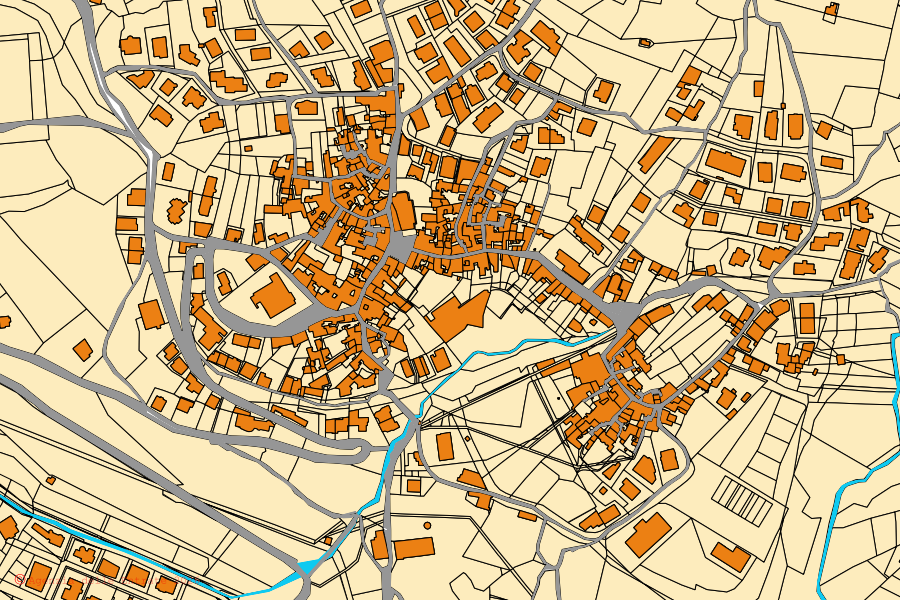 Mappa catastale del centro di Taurano: particelle e fabbricati, cartografia Agenzia delle Entrate