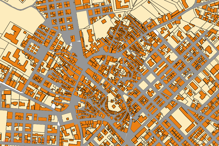 Mappa catastale del centro di Taurianova: particelle e fabbricati, cartografia Agenzia delle Entrate