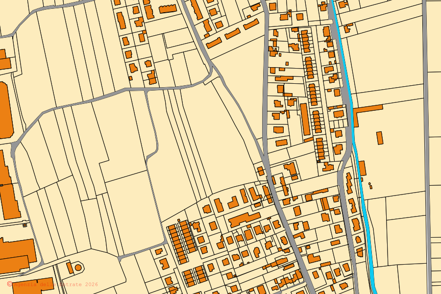 Mappa catastale del centro di Tavagnacco: particelle e fabbricati, cartografia Agenzia delle Entrate