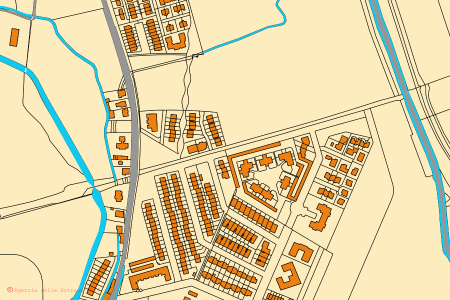 Mappa catastale del centro di Tavazzano con Villavesco: particelle e fabbricati, cartografia Agenzia delle Entrate