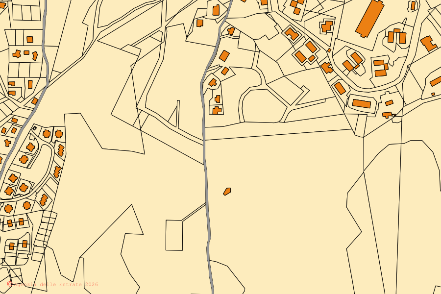 Mappa catastale del centro di Taverna: particelle e fabbricati, cartografia Agenzia delle Entrate