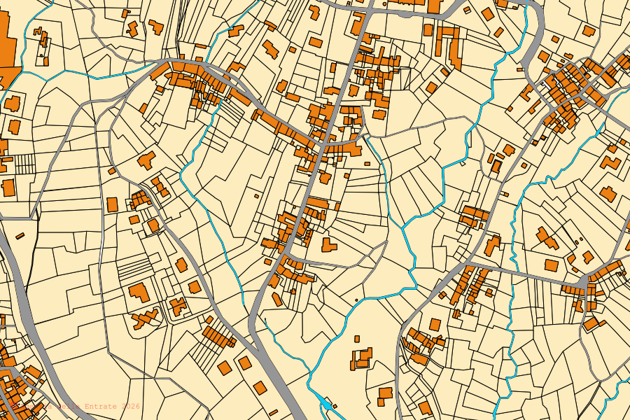 Mappa catastale del centro di Tavigliano: particelle e fabbricati, cartografia Agenzia delle Entrate