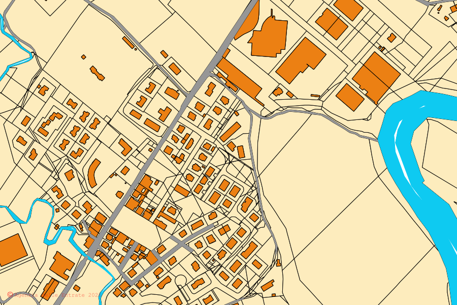 Mappa catastale del centro di Tavullia: particelle e fabbricati, cartografia Agenzia delle Entrate