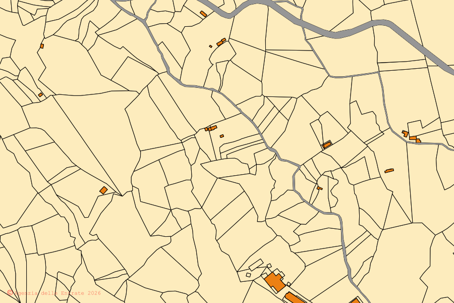 Mappa catastale del centro di Teana: particelle e fabbricati, cartografia Agenzia delle Entrate