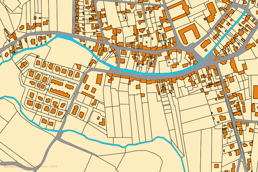 Mappa catastale del centro di Teglio Veneto: particelle e fabbricati, cartografia Agenzia delle Entrate