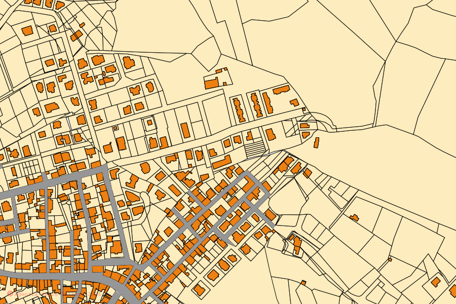 Mappa catastale del centro di Telti: particelle e fabbricati, cartografia Agenzia delle Entrate