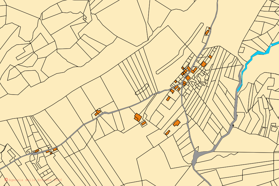 Mappa catastale del centro di Terelle: particelle e fabbricati, cartografia Agenzia delle Entrate