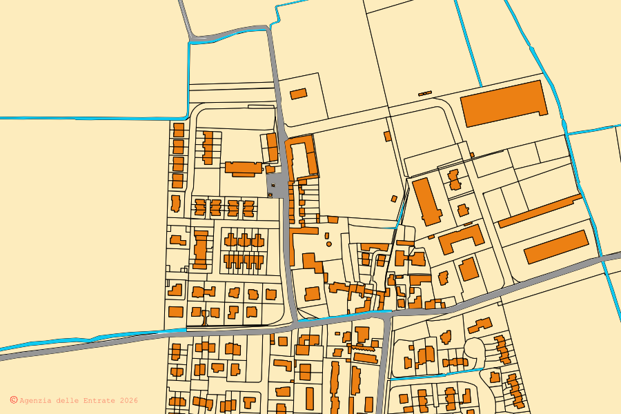 Mappa catastale del centro di Terranova dei Passerini: particelle e fabbricati, cartografia Agenzia delle Entrate