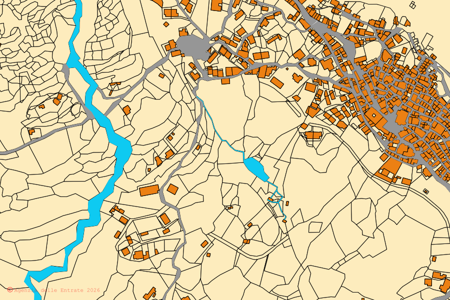 Mappa catastale del centro di Terranova di Pollino: particelle e fabbricati, cartografia Agenzia delle Entrate