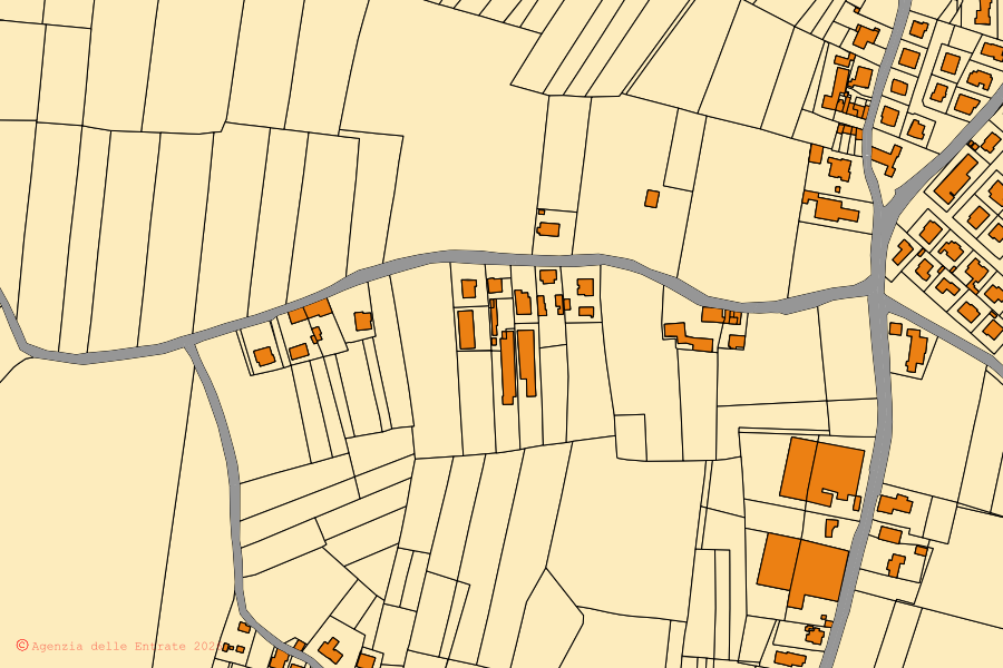 Mappa catastale del centro di Terrazzo: particelle e fabbricati, cartografia Agenzia delle Entrate