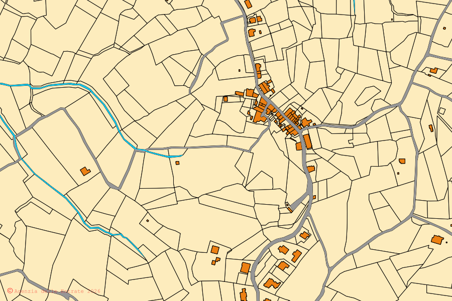 Mappa catastale del centro di Terricciola: particelle e fabbricati, cartografia Agenzia delle Entrate