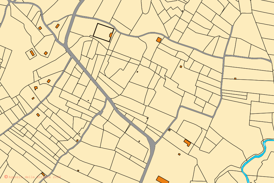 Mappa catastale del centro di Tessennano: particelle e fabbricati, cartografia Agenzia delle Entrate