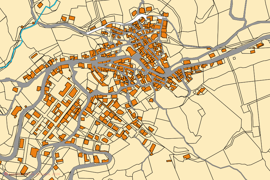 Mappa catastale del centro di Teti: particelle e fabbricati, cartografia Agenzia delle Entrate