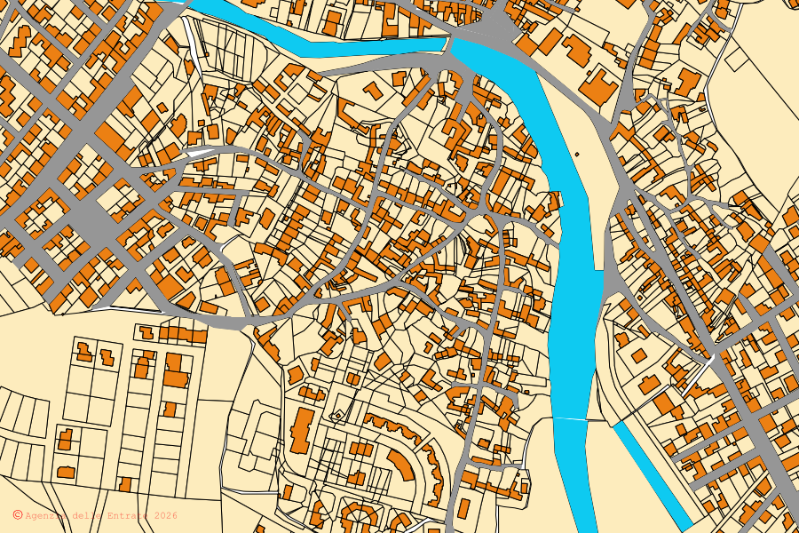 Mappa catastale del centro di Teulada: particelle e fabbricati, cartografia Agenzia delle Entrate
