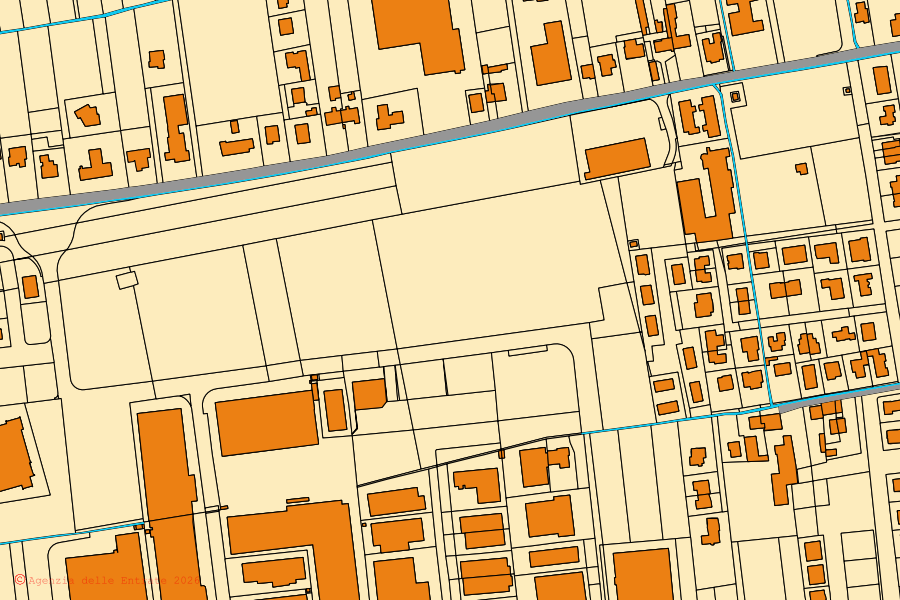 Mappa catastale del centro di Tezze sul Brenta: particelle e fabbricati, cartografia Agenzia delle Entrate