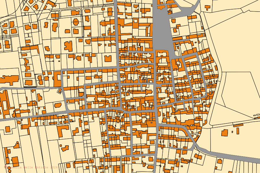 Mappa catastale del centro di Ticineto: particelle e fabbricati, cartografia Agenzia delle Entrate