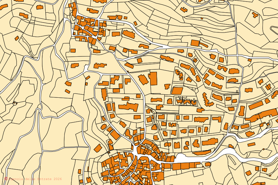 Mappa catastale del centro di Tignale: particelle e fabbricati, cartografia Agenzia delle Entrate