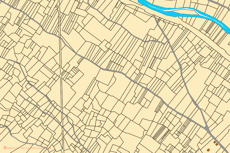 Mappa catastale del centro di Tione degli Abruzzi: particelle e fabbricati, cartografia Agenzia delle Entrate