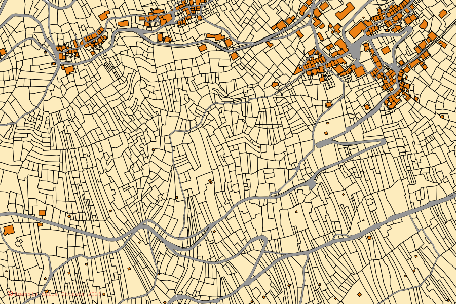 Mappa catastale del centro di Tirano: particelle e fabbricati, cartografia Agenzia delle Entrate